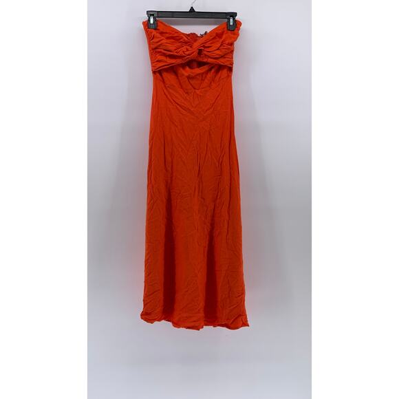 PINK DIAMOND Women's Orange Twist-Knot Cutout Strapless Maxi Dress SZ S - Picture 2 of 10